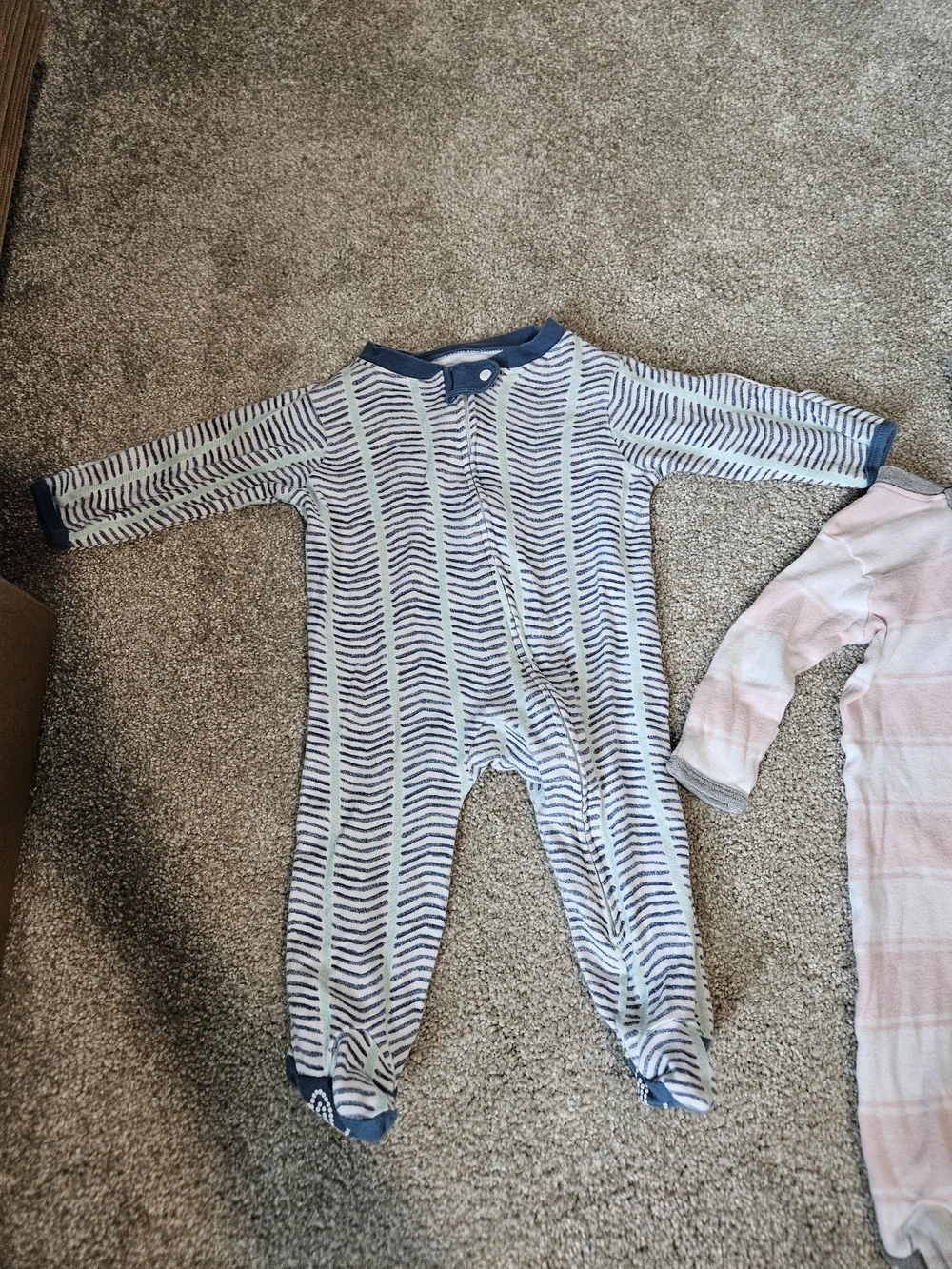 Soft Stripe & Floral Footed One-Piece Pajamas for Kids - Pink, Blue & Cream